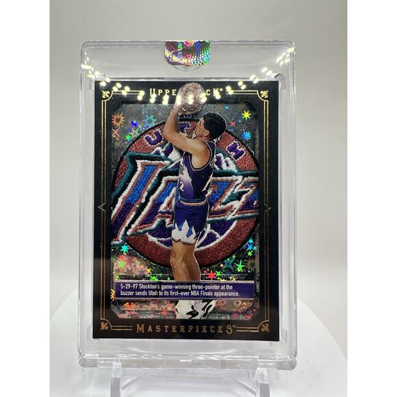 Utah Jazz John Stockton Art basketball card With Jazz Patch - Picture 1 of 2